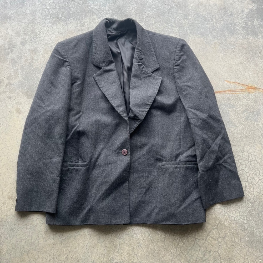 David Brooks Ltd  Wool Blend Blazer Charcoal Gray Single Button Sport Coat